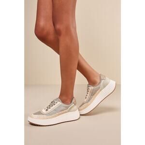 Dolce Vita Dolen Dark Taupe Nylon Platform Sneakers